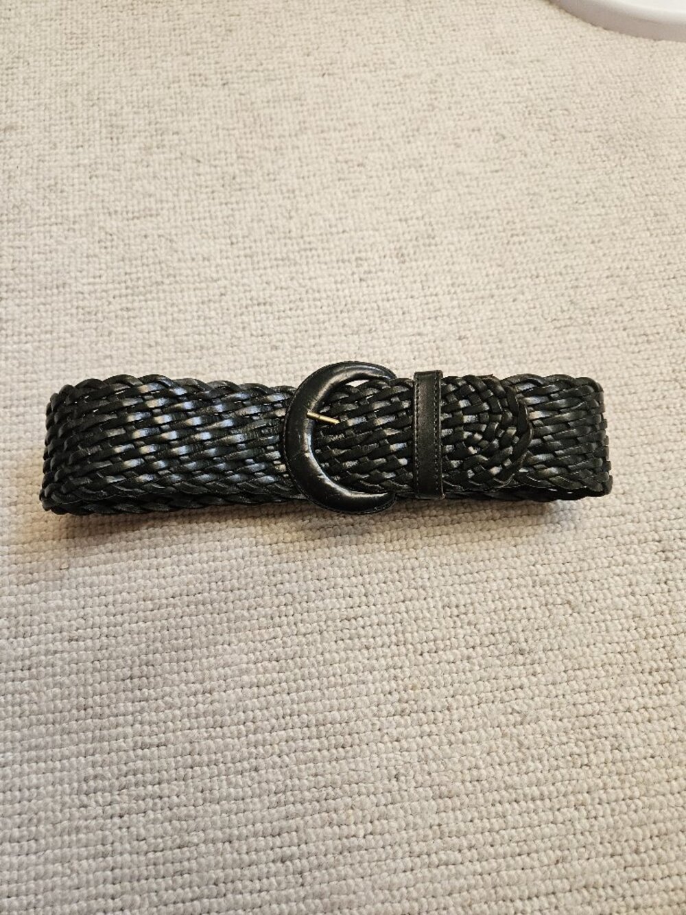 Wide Woven Black Leather Belt Small S from Nordstrom Classic Boho Waist Belt